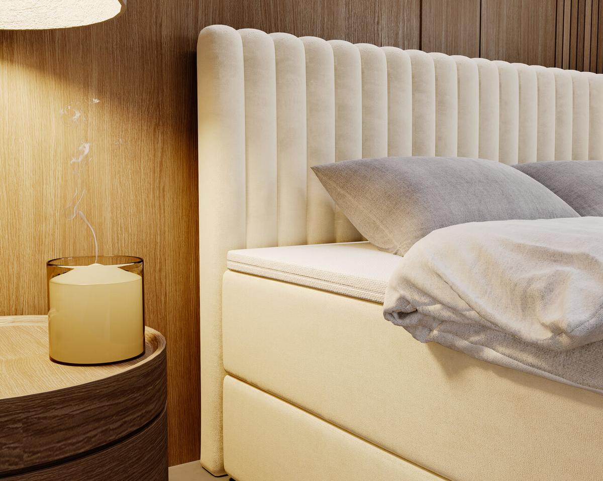 BOXBETT Marbella 180x200 Beige - Beige, Holz/Textil (180/200cm) - Graingold