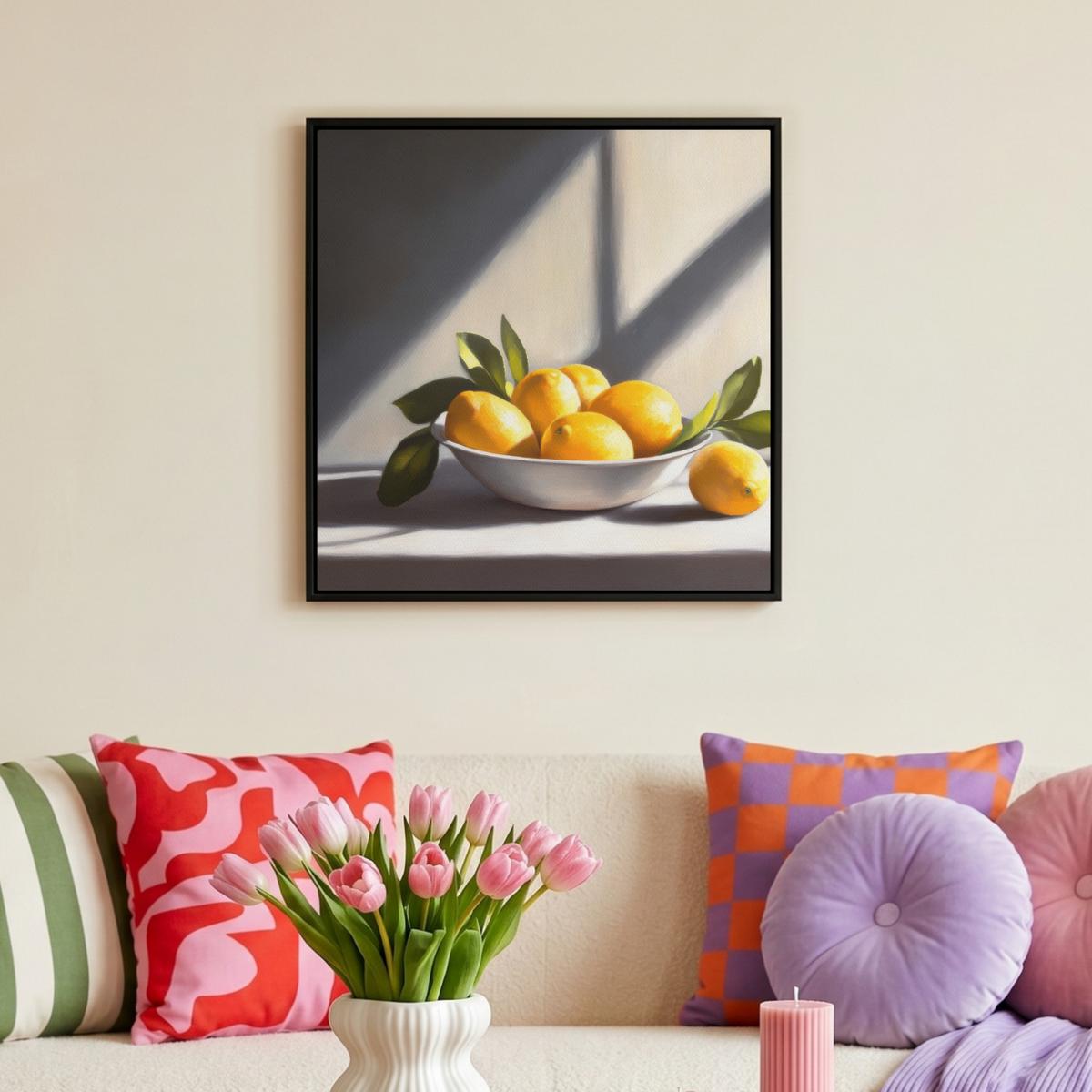 LEINWAND Bilder mit Rahmen - Zitronen - Stilleben - Gelb - 50x50 - Gelb, Textil (50/50cm) - MuchoWow