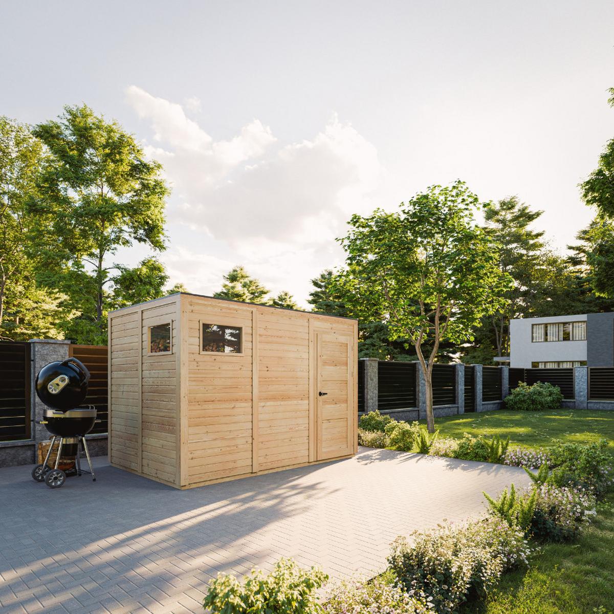 GARTENHAUS Holz 6,18 m², 306/210/202 cm, ohne Boden, M326F2 - Beige, Holz (306/210/202cm) - Timbela