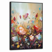 LEINWAND Bilder mit Rahmen - Blumen - Kunst - Natur - Ölgemälde - 70x100 - Multicolor, Textil (70/100cm) - MuchoWow