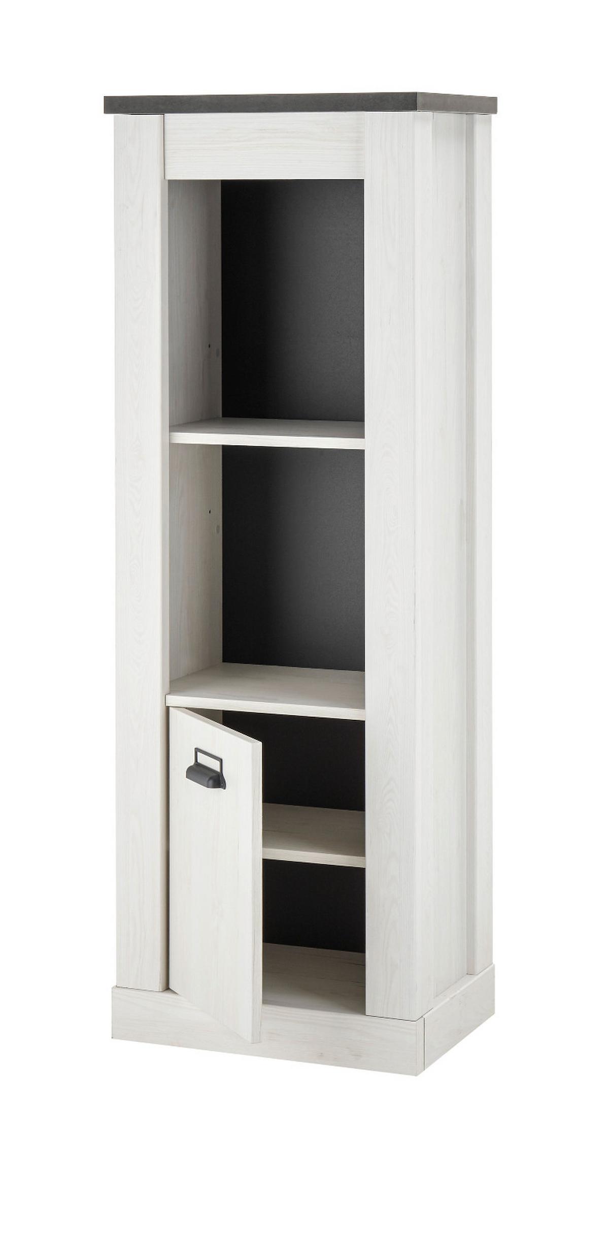 BÜROMÖBEL-SET weiß Pinie, anthrazit Landhaus mit Aktenregal, Wandregal - Anthrazit/Weiß, Holzwerkstoff (60/190/200cm) - Furn.Design
