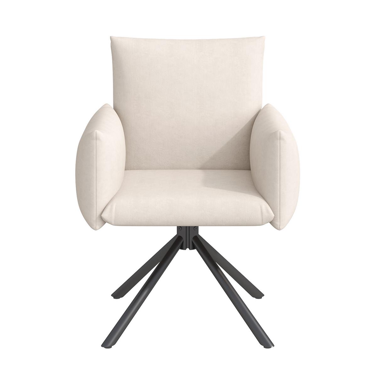ESSZIMMERSTUHL 2er set samt gepolstert drehbar metallgestell mit armlehnen - Beige, Textil (60/88/60cm) - Urban Meuble