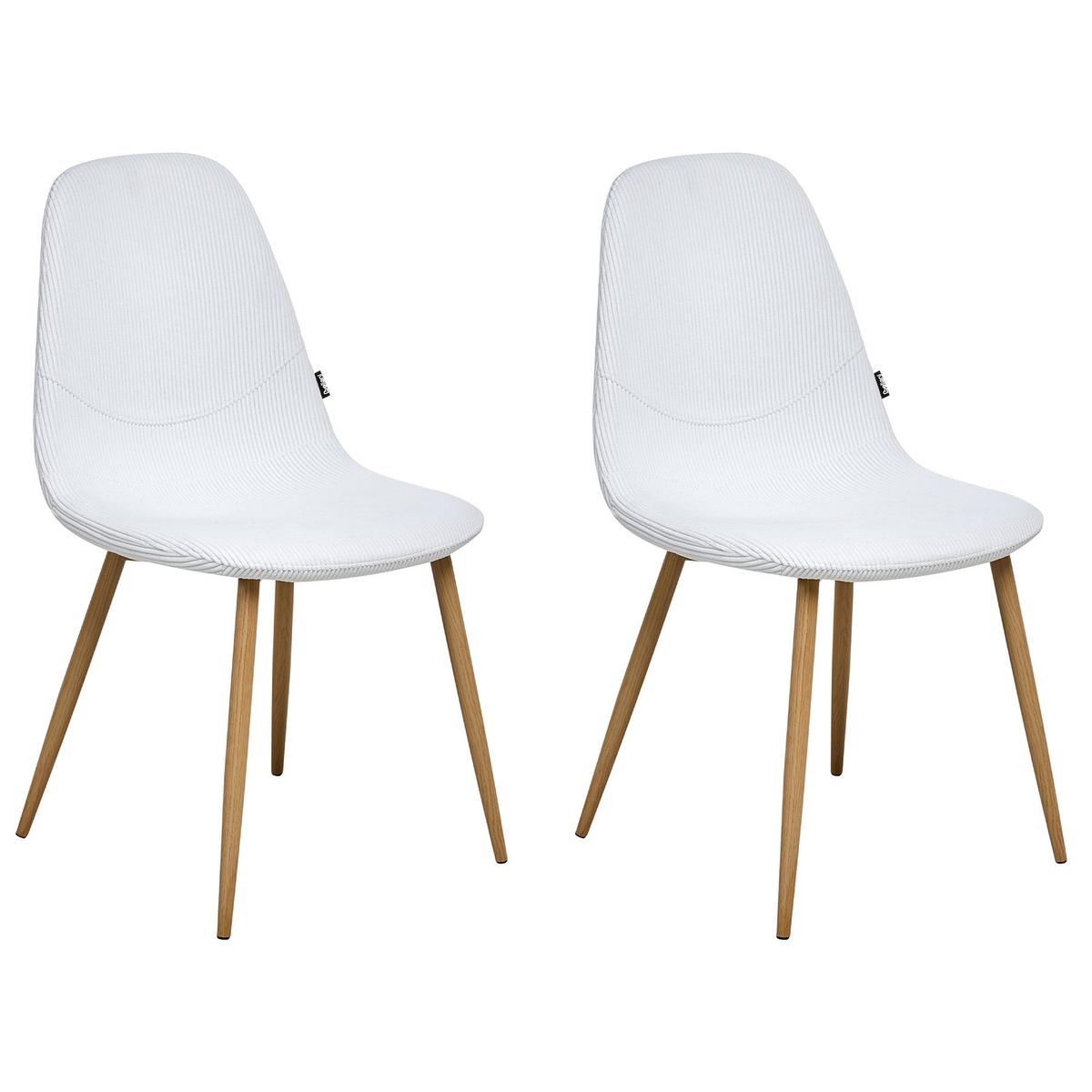 ESSZIMMERSTUHL 2er-Set Hellbraun Hilden - Hellbraun/Weiß, Textil (43/84/52cm) - Beliani