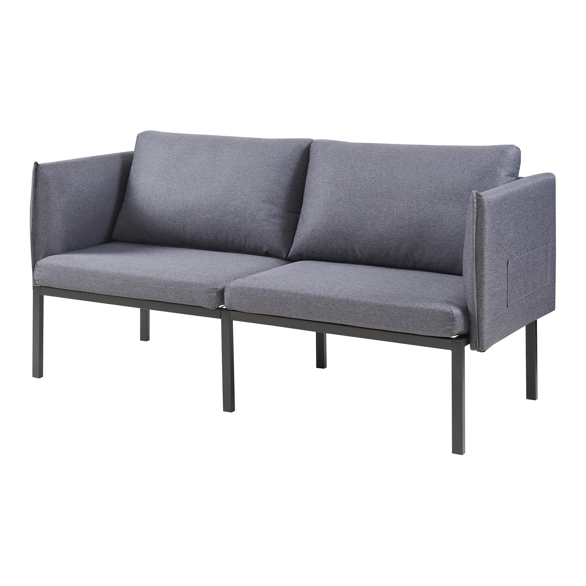2-SITZER-SOFA Kamar - Dunkelgrau, Holz/Textil (158/69/63.5cm) - [en.casa]