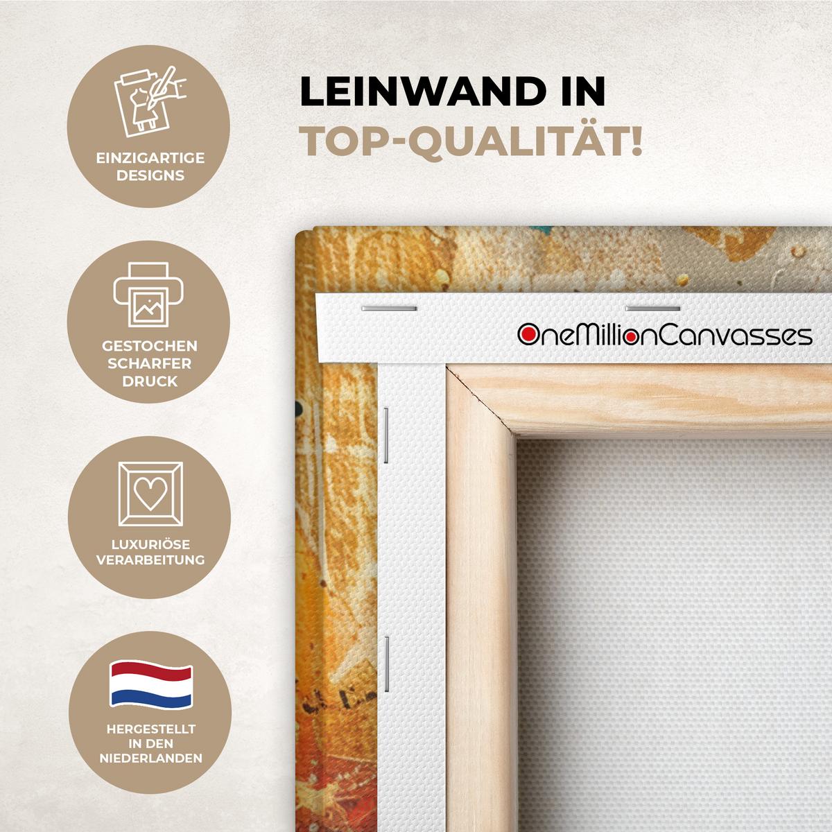 LEINWANDBILD Abstrakt - Kunst - Gold - Modern Wandbild Wohnzimmer 60x80 cm - Multicolor, Textil (60/80cm) - MuchoWow