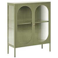 SIDEBOARD mit Glastüren Metall 90 cm Grün Sarre - Grün, Metall (90/111/35cm) - Beliani