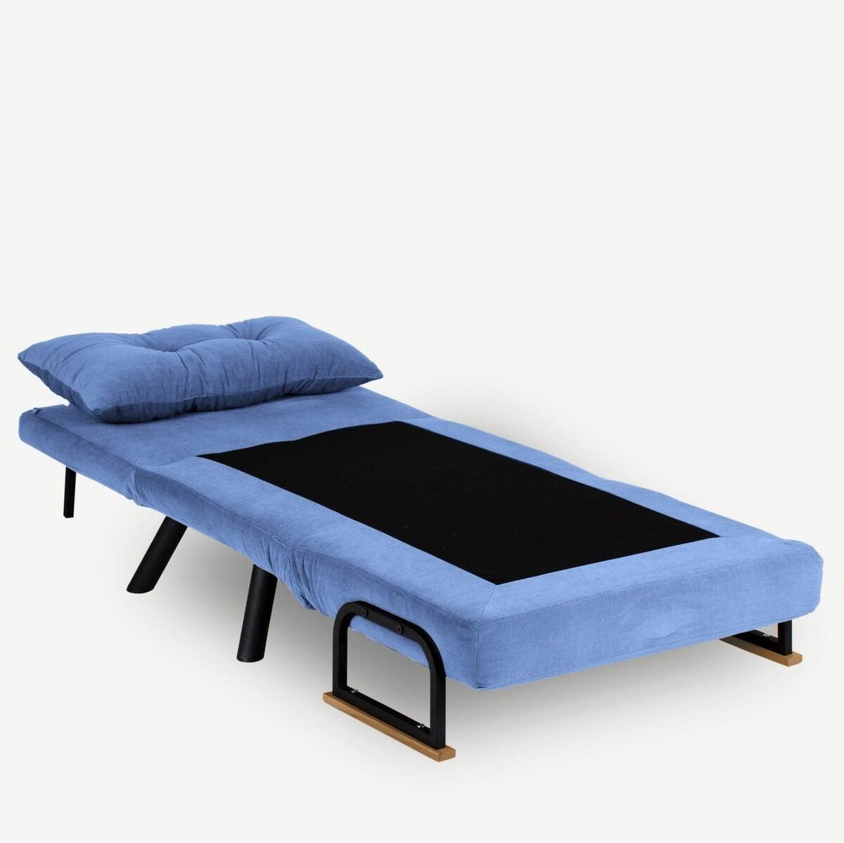 SESSEL mit Stoffbezug und Metallfüßen, umwandelbar 67/50/41 cm - Blau, Metall (50/41/60cm) - Calicosy