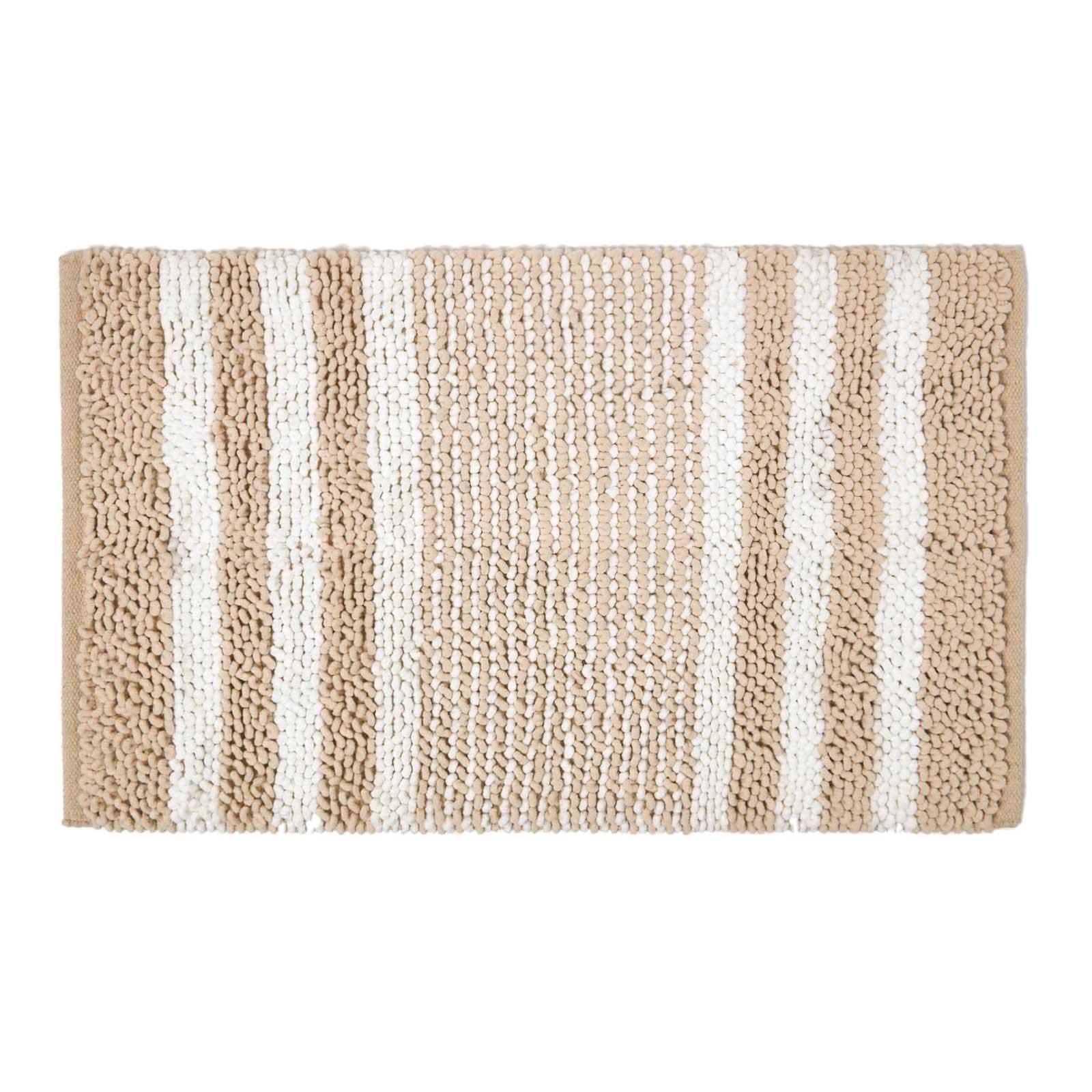 BADEMATTE Chenille grau-weiß 50/80 cm, 100% Baumwolle - Beige, Textil (50/80cm) - Homescapes