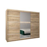 SCHWEBETÜRENSCHRANK 200/250/62 3-türig - Silberfarben/Sonoma Eiche, Holz/Kunststoff (250/200/62cm) - MÖBEL KRYSPOL