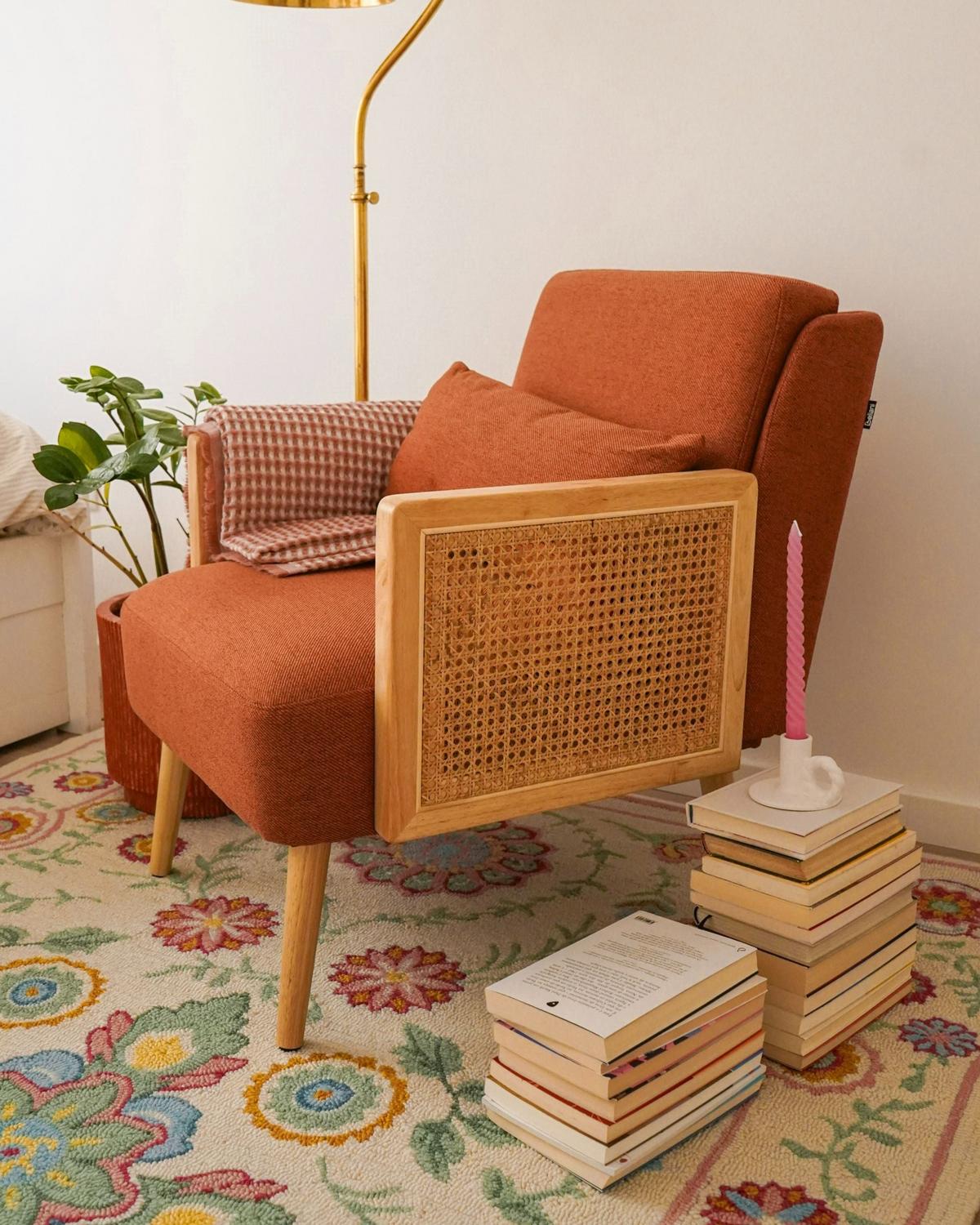 SESSEL Polsterbezug Orange Orum - Hellbraun/Orange, Textil (65/80/78cm) - Beliani