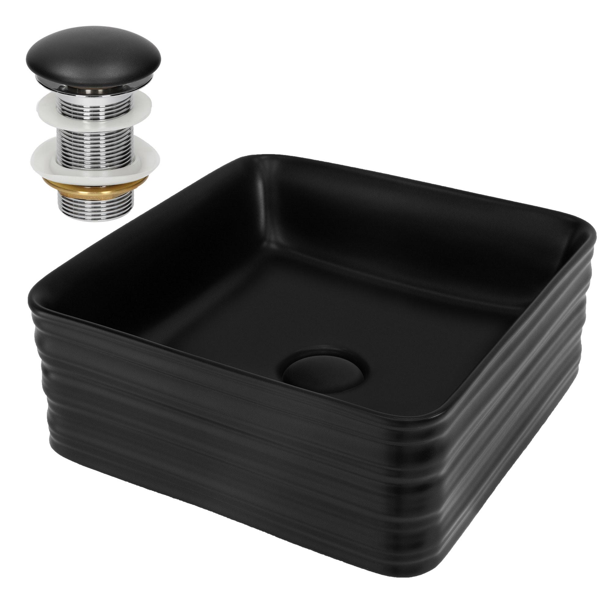 WASCHBECKEN - Schwarz, Keramik (39/15/39cm) - ML-DESIGN