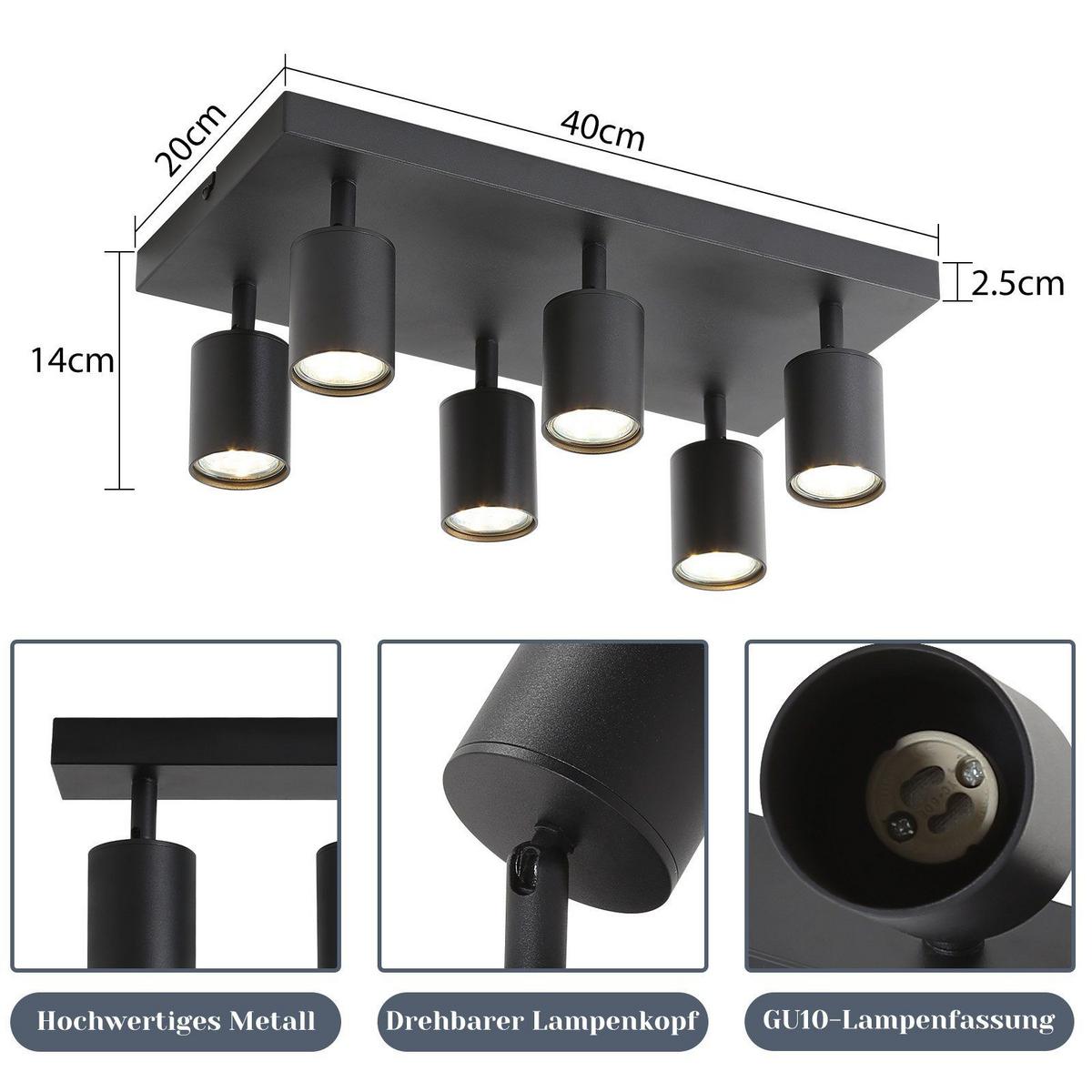 DECKENSTRAHLER Eiszapfen 6-flammig 40/20/14 cm - Schwarz, Metall (40/20/14cm) - Nettlife