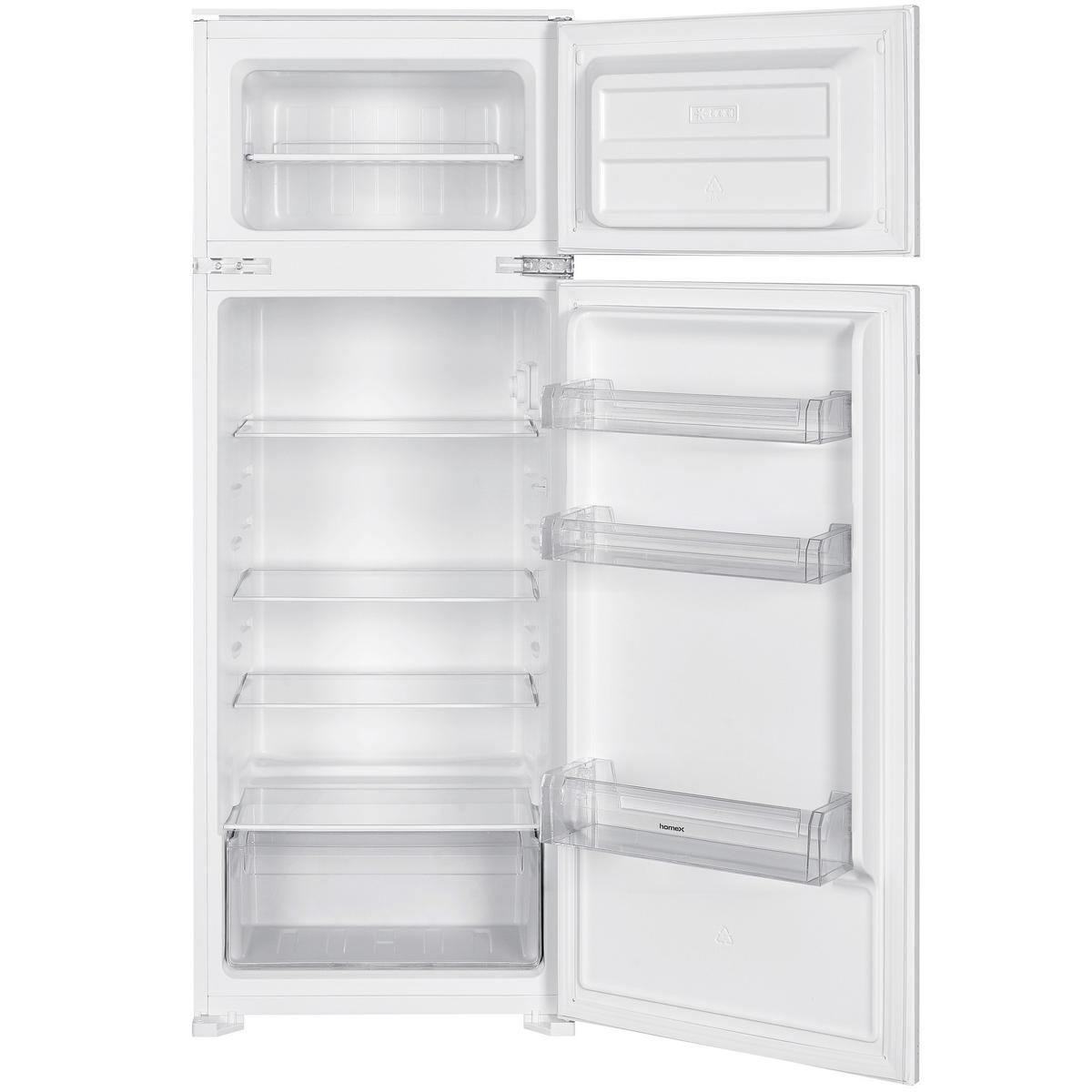 KÜHL-GEFRIER-KOMBINATION Einbau, 145cm Nische, 205 Liter, Schlepptürtechnik, Einbaukühlschrank mit Gefrierfach, CFB2051E - Weiß, Glas/Kunststoff (54/145/54cm) - homeX