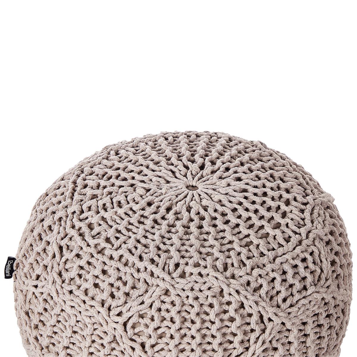 POUF Makramee Baumwolle Taupe Triman - Taupe, Textil (50/35/50cm) - Beliani