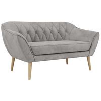 2-SITZER-SOFA PIRS - Hellgrau Velvet - Holzbeine - Buchefarben/Hellgrau, Holzwerkstoff/Textil (140/75/74cm) - MKS