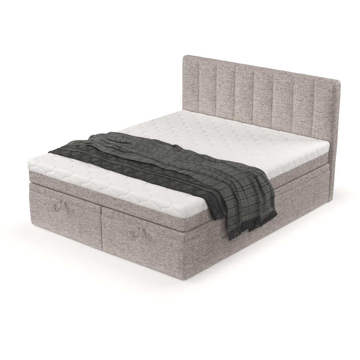 BOXBETT Lume 160/200 cm Beige im Neve Stoff - Beige/Schwarz, Holz/Holzwerkstoff (160/200cm) - AltaBeds