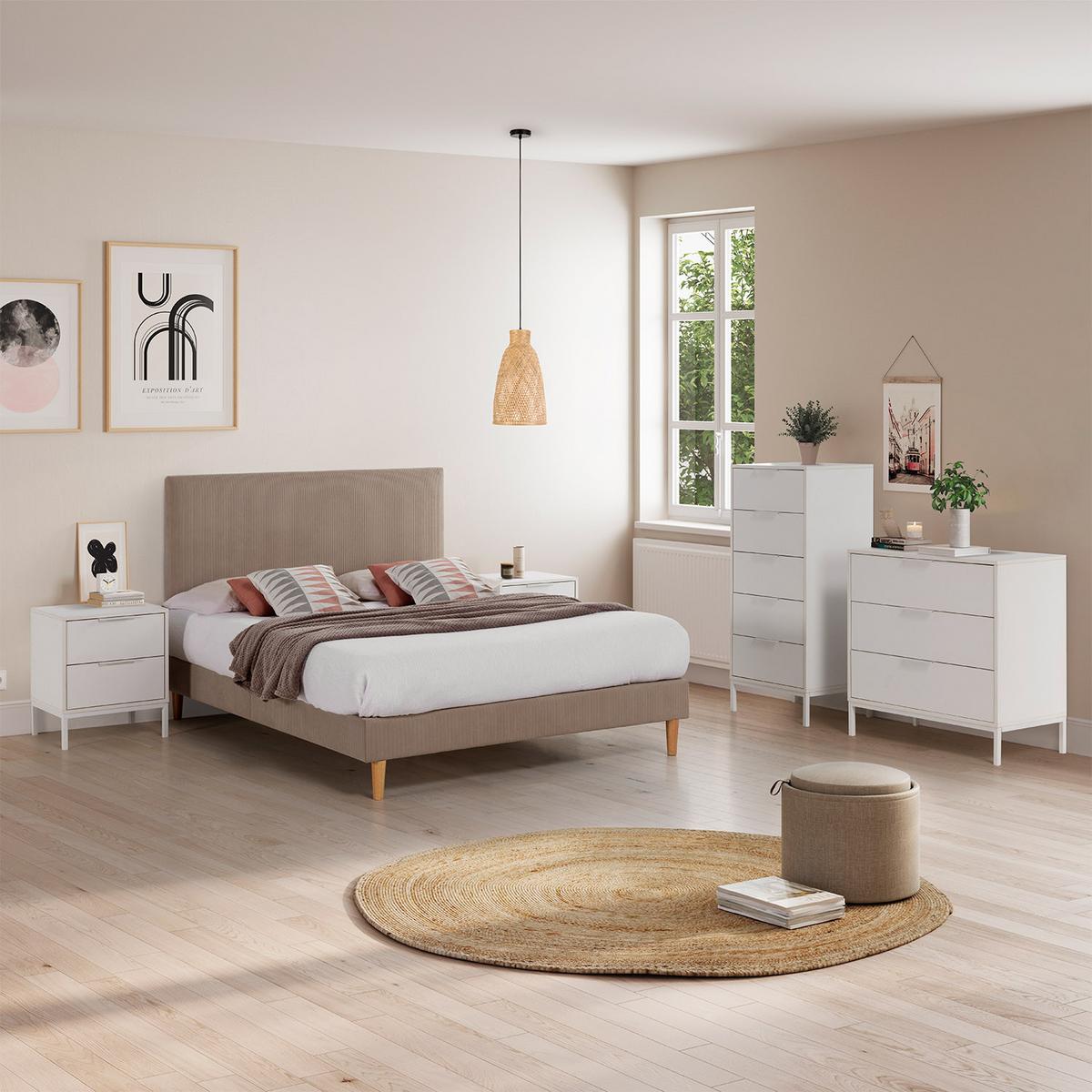 NACHTTISCH Auri 2 schubladen Weiß - Weiß, Holzwerkstoff (50/55/40cm) - VS Venta-stock