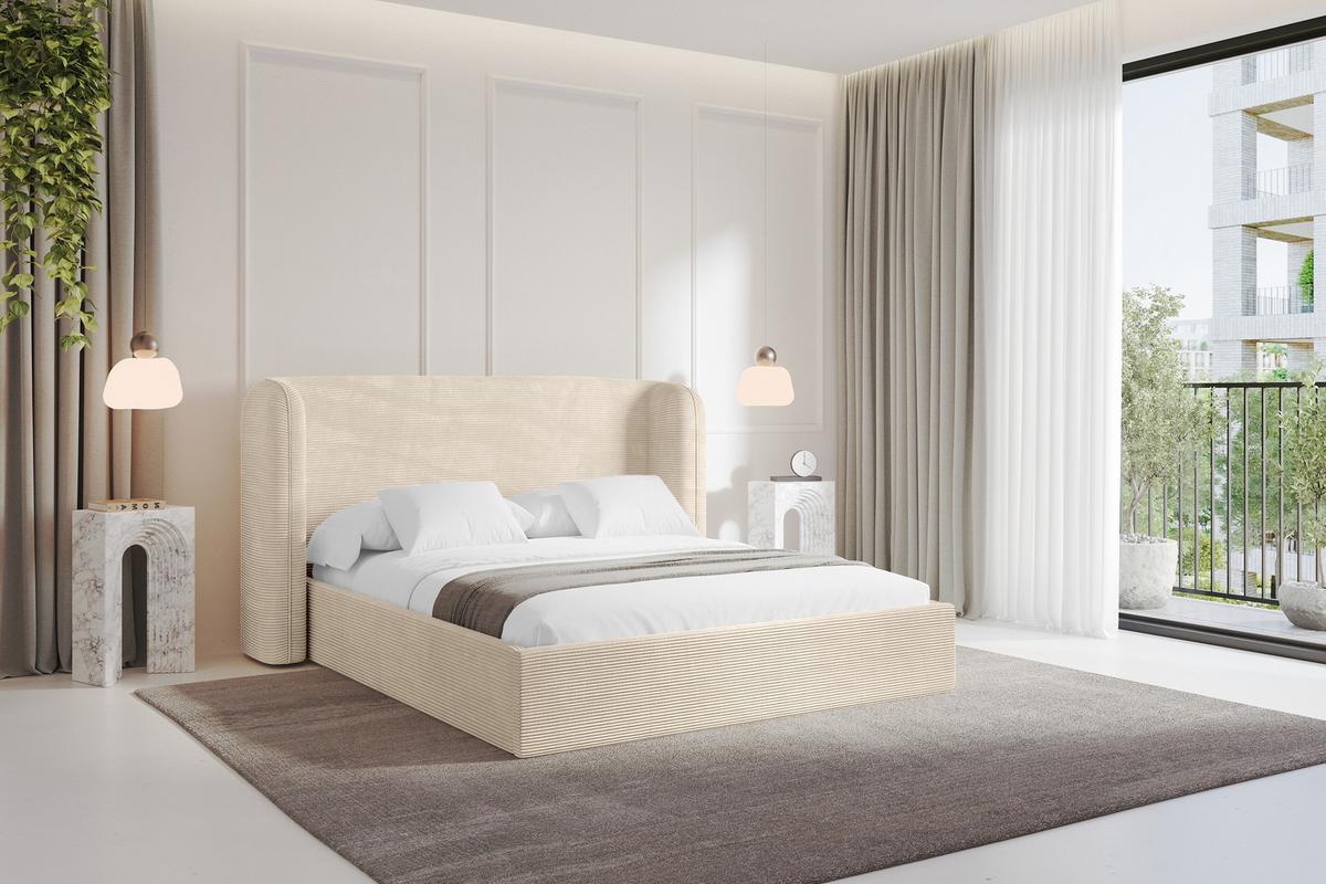 POLSTERBETT mit Bettkasten und Lattenrost, Bett mit Matratze H3/H4 - ESTI 140x200 Beige - Kaschmir, Holzwerkstoff/Textil (140/200cm) - ALTDECOR