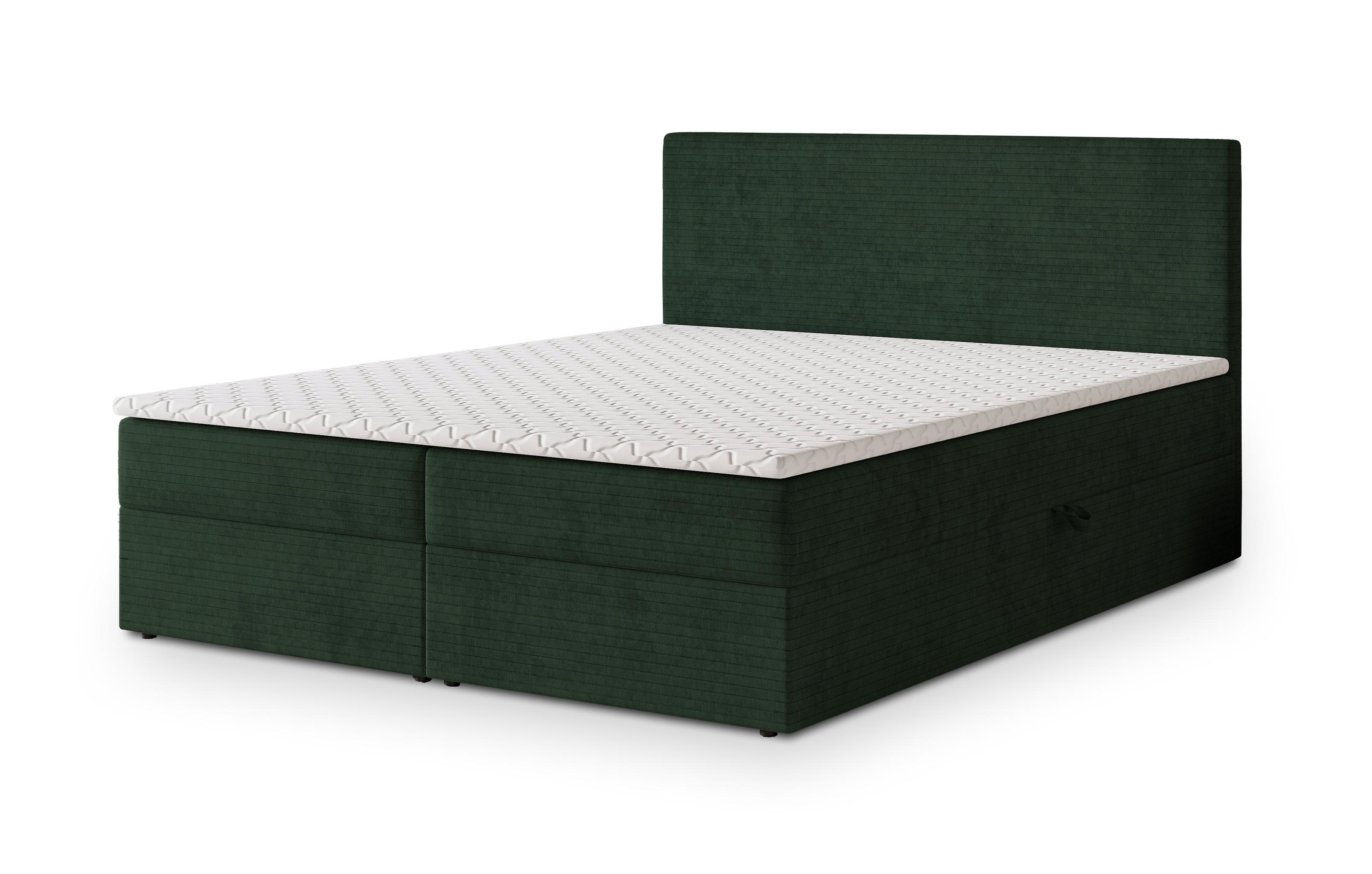 BOXBETT NIRA 180x200 cm mit Matratze und Topper - Grün - Grün, Holz (180/200cm) - MASSENO