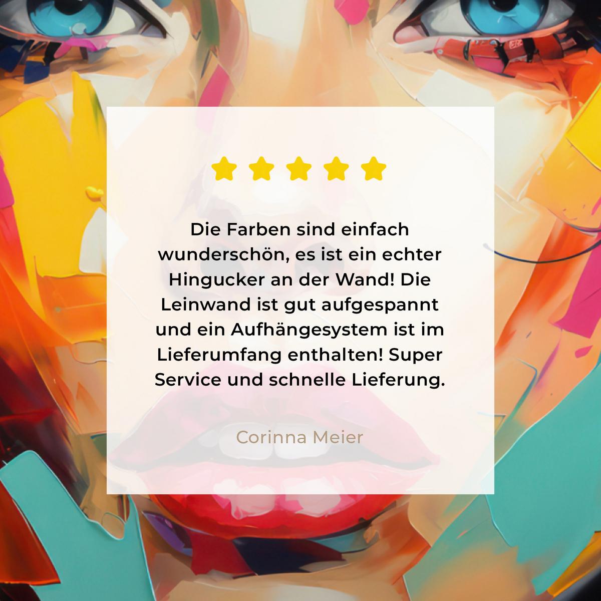 LEINWANDBILD Frau - Porträt - Farbenfroh - Kunst Wandbild Wohnzimmer 50x50 cm - Multicolor, Textil (50/50cm) - MuchoWow