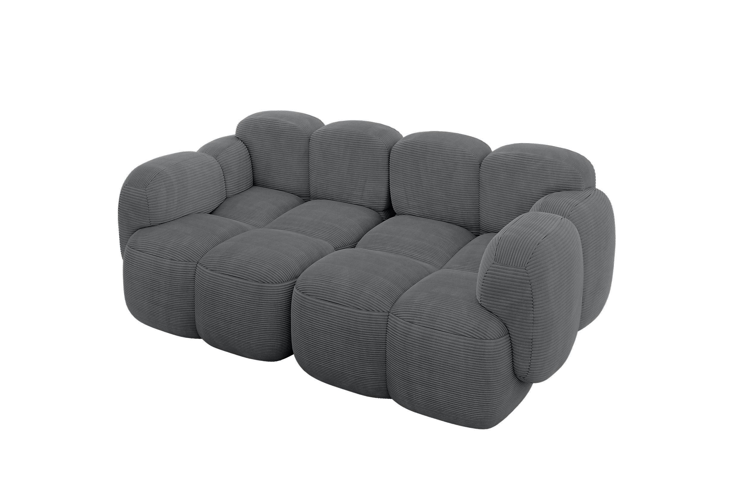 2-SITZER modulares Sofa Miko-S1 214x118x75 cm Dunkelgrau Cord - Graphitfarben/Schwarz, Holzwerkstoff/Kunststoff (214/75/118cm) - ALTDECOR
