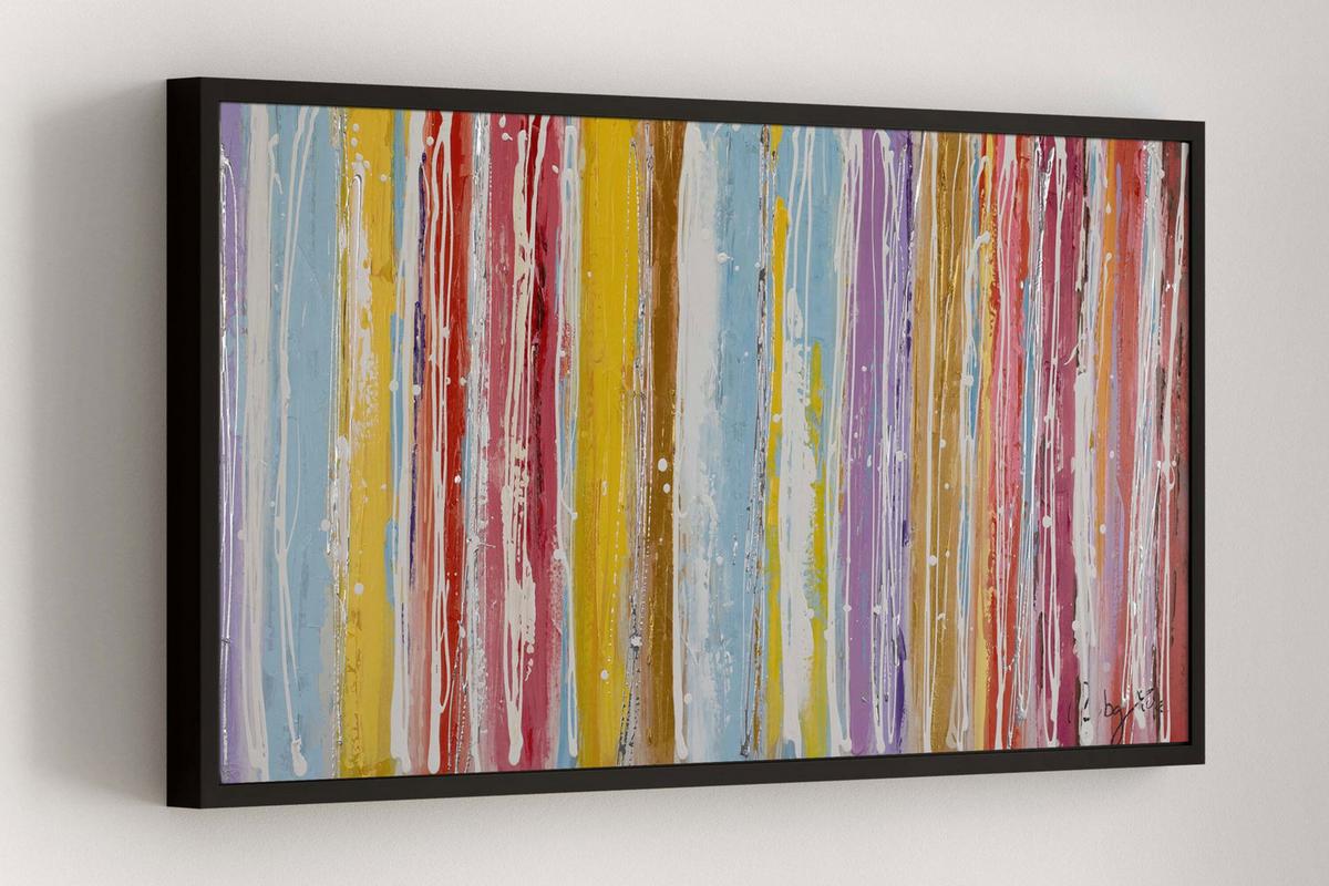 ACRYLBILD HANDGEMALT 120/60 cm - Blau/Gelb, Holz/Textil (120/60cm) - KUNSTLOFT