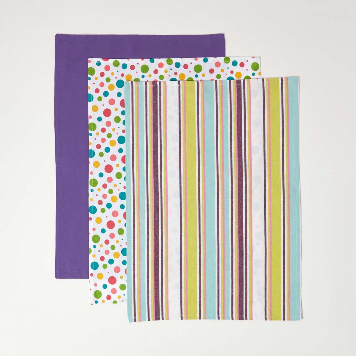 GESCHIRRTÜCHER Osaka, 3er-Set, 100% Baumwolle - Lila, Textil (50/70cm) - Homescapes