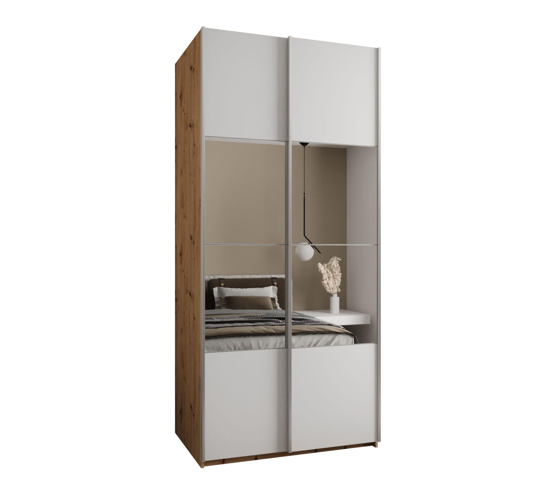 SCHWEBETÜRENSCHRANK 245,5/120/64 2-türig - Silberfarben/Weiß, Holz/Metall (120/245/64cm) - Abiks Möbel