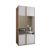 SCHWEBETÜRENSCHRANK 245,5/110/64 2-türig - Silberfarben/Weiß, Holz/Metall (110/245/64cm) - Abiks Möbel