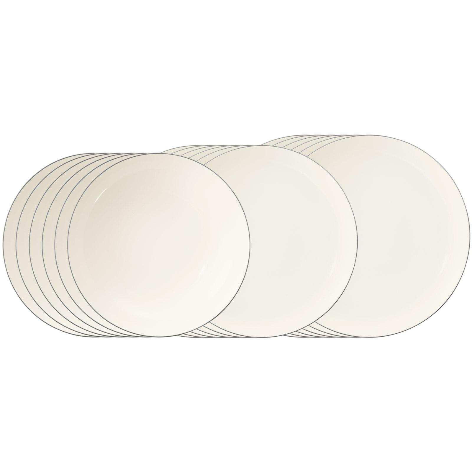 TAFELSERVICE Savona Grey Line creme 18-tlg. - Creme, Keramik (2/2/2cm) - Seltmann Weiden