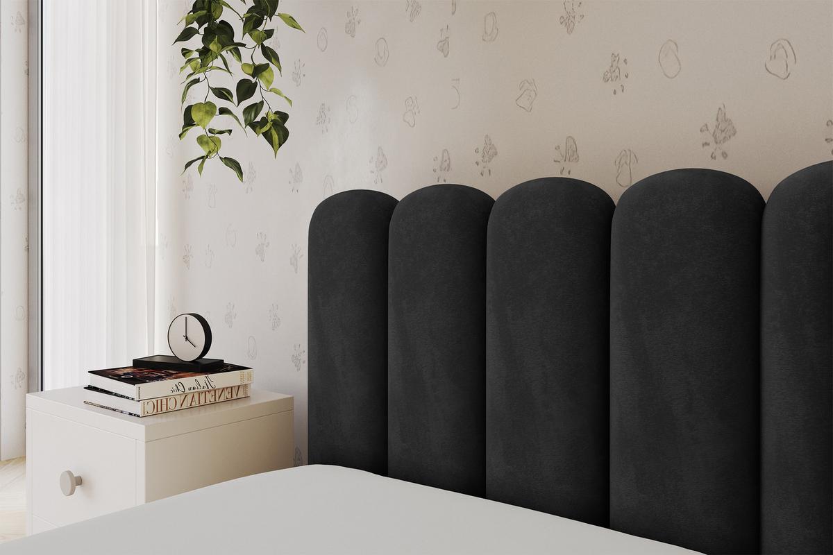 EINZELLBETT Jugendbett mit Bettkasten und Matratze H3/H4, Rechts - HUGY 100x200 Schwarz - Schwarz, Holzwerkstoff/Textil (100/200cm) - ALTDECOR
