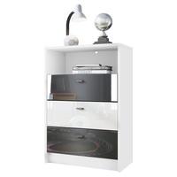 KOMMODE Pino Fronten Schwarz, Weiß & Schwarz - Schwarz, Holzwerkstoff (56/86/36cm) - Vladon