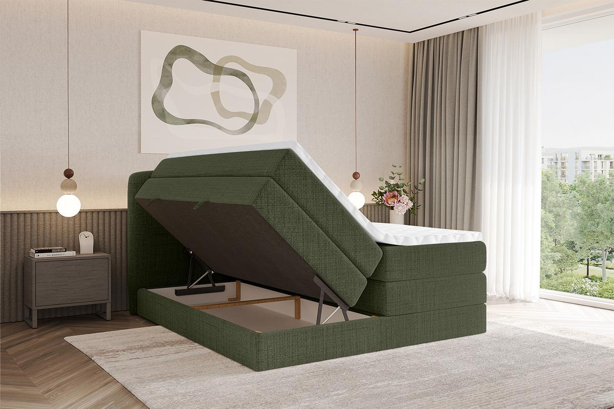 BOXBETT mit Matratze H3|H4 - NINA KING - 180x200 cm - Grün - Grün, Holzwerkstoff (180/200cm) - ALTDECOR