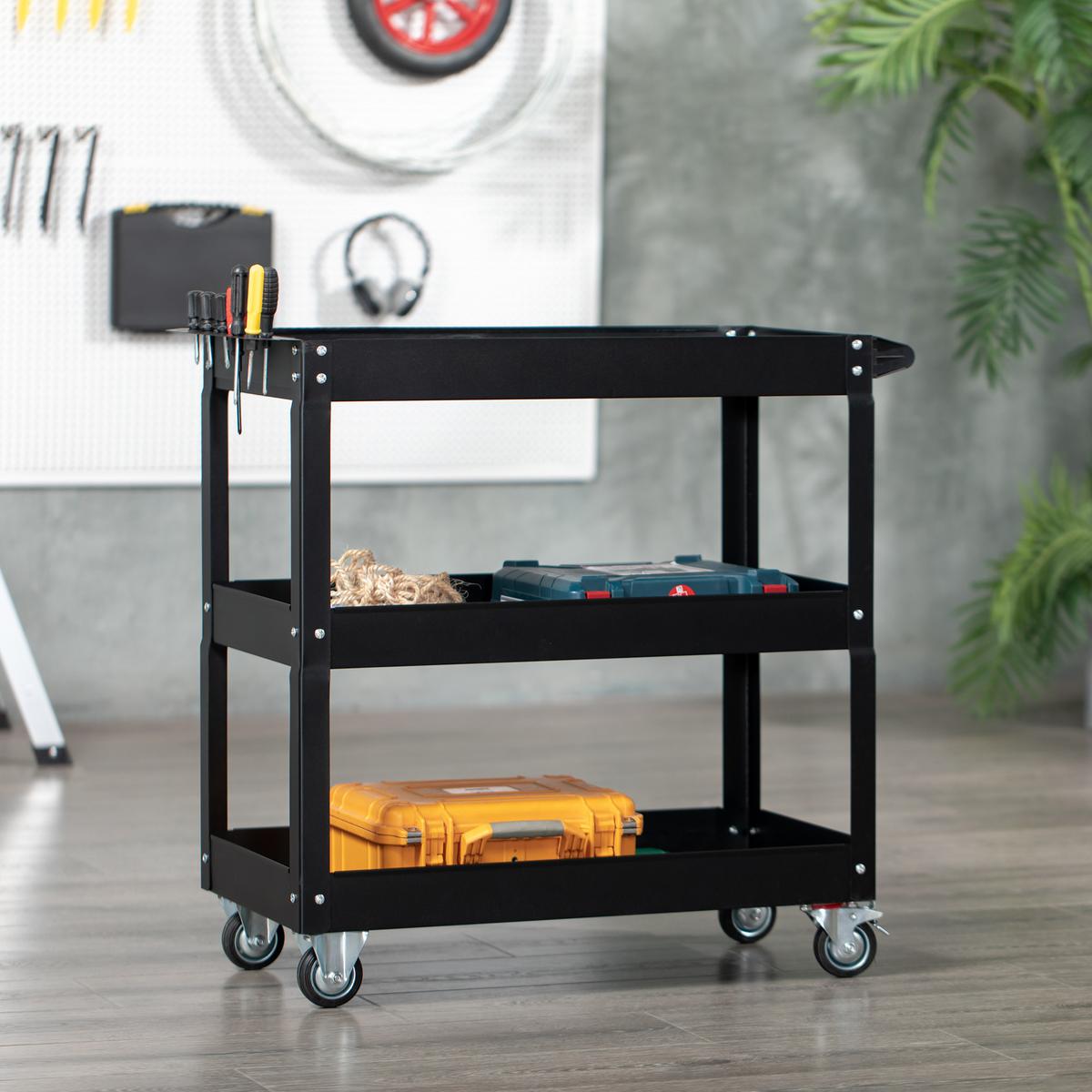 WERKSTATTWAGEN Stahl Schwarz - Schwarz, Metall (35.3/76/83cm) - DURHAND