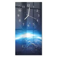 WANDUHR aus Glas 30x60 cm - Erde Weltall - Blau, Glas (30/60/0.4cm) - TULUP