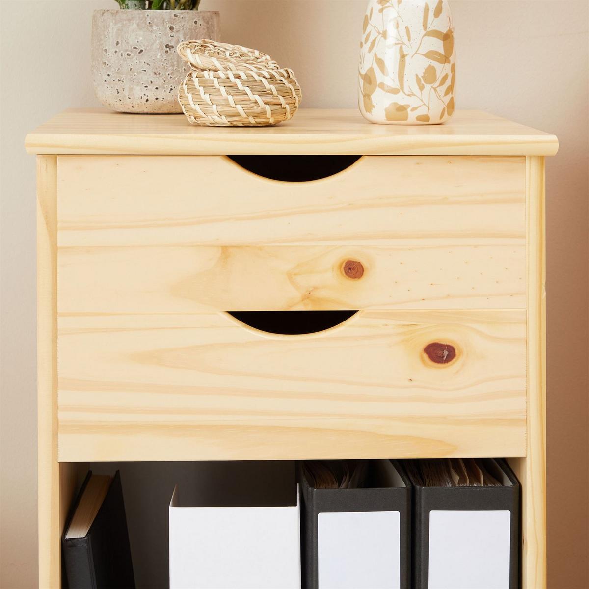 ROLLCONTAINER KANO - Naturfarben, Holz (39/65/39cm) - IDIMEX