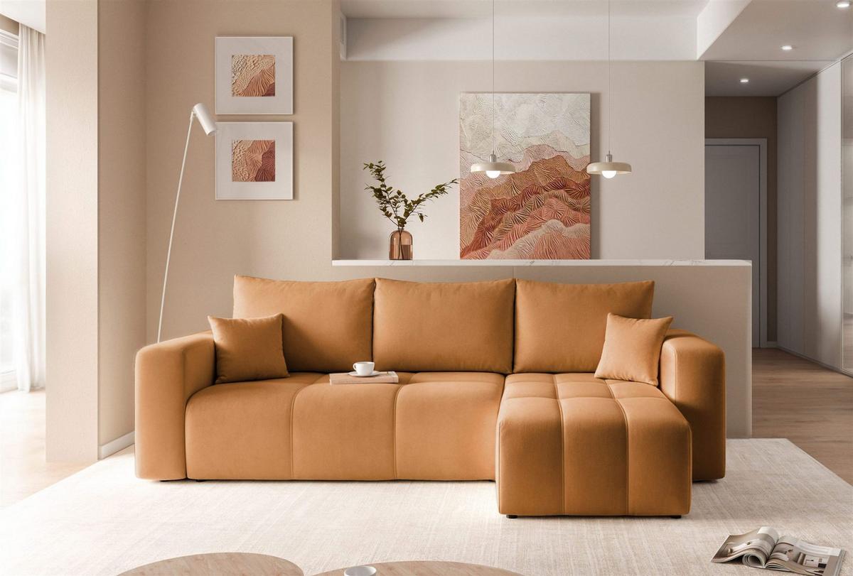 ECKSOFA Leros Mit Schlaffunktion - Orange, Holzwerkstoff/Textil (145/248cm) - Fun Möbel