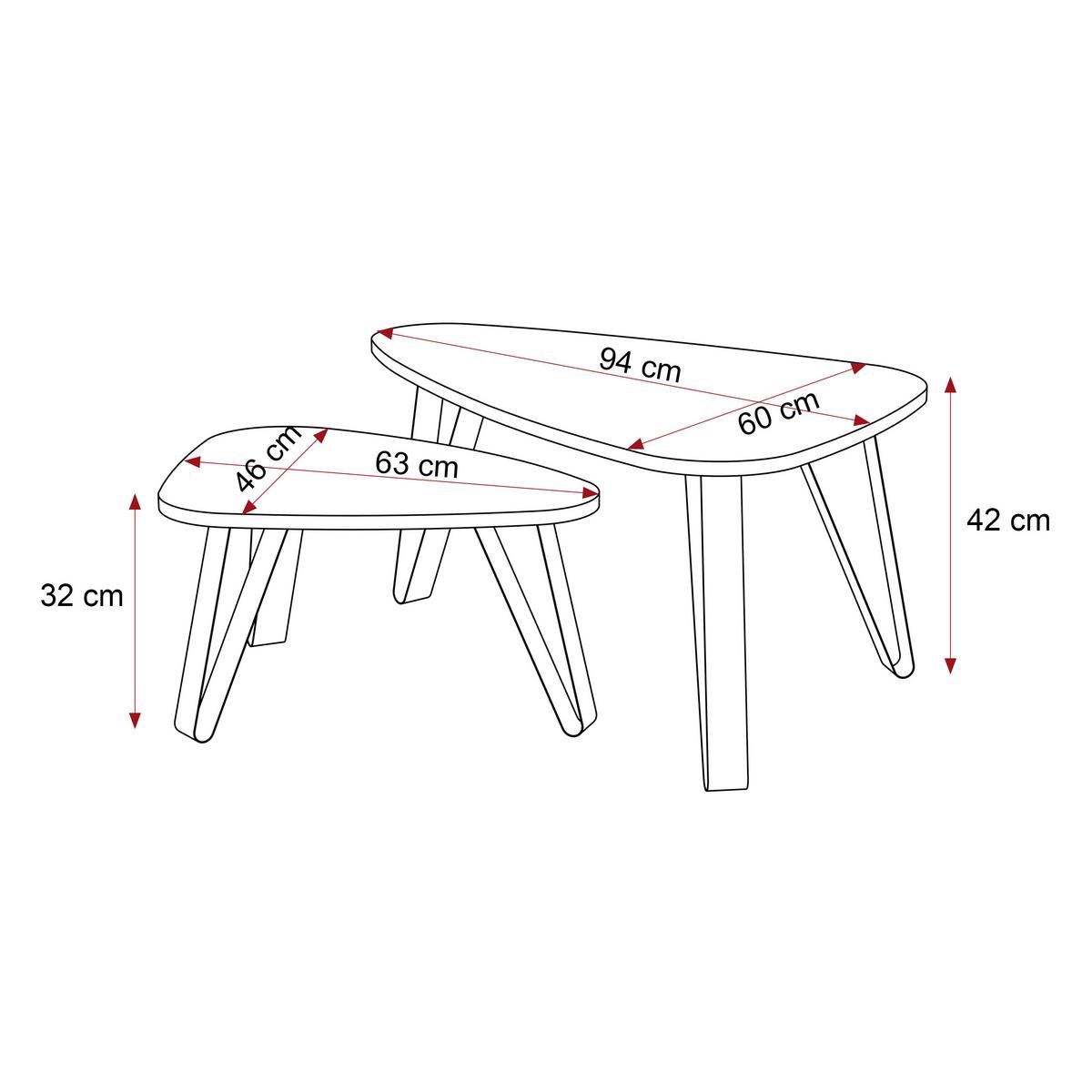 SATZTISCH NOA Stahlgestell, Freiform, Kaschmir / Schwarz Molet - Kaschmir/Schwarz, Holzwerkstoff/Metall (94/60/42cm) - Idohome