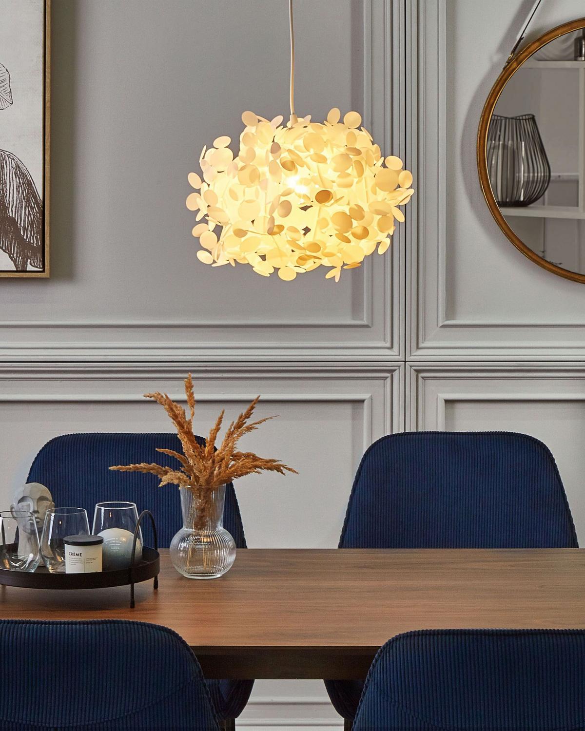 HÄNGELEUCHTE Weiß Lamone - Creme, Kunststoff (40/40/120cm) - Beliani