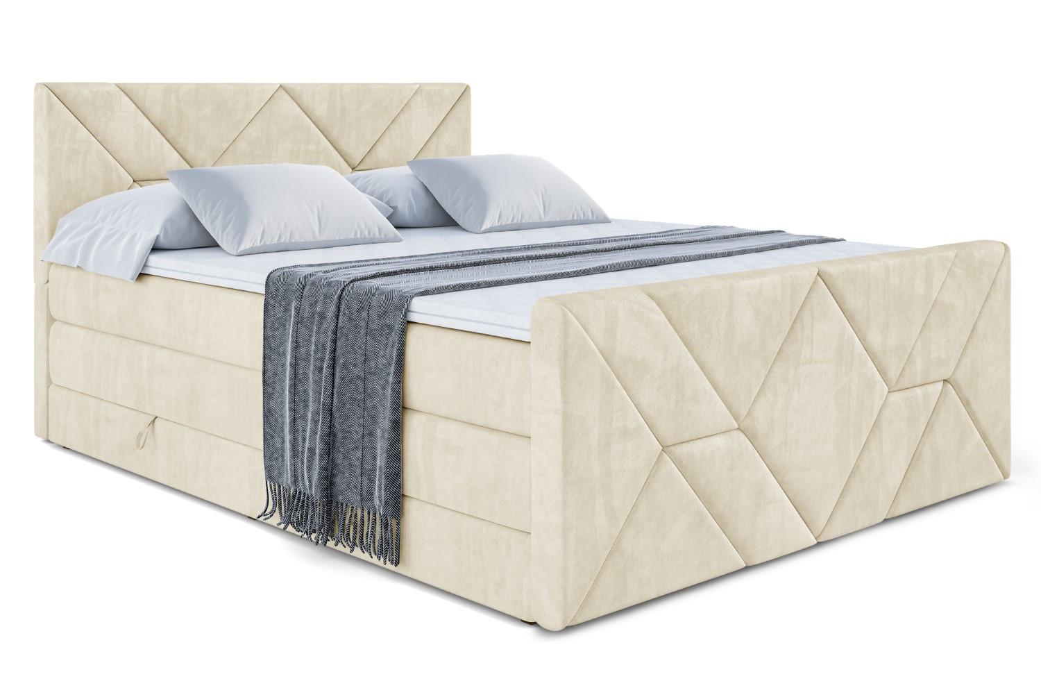 BOXSPRINGBETT BARWA-Z KING - 200x200 - H3/H4 - Beige - Beige, Holzwerkstoff (200/200cm) - ALTDECOR