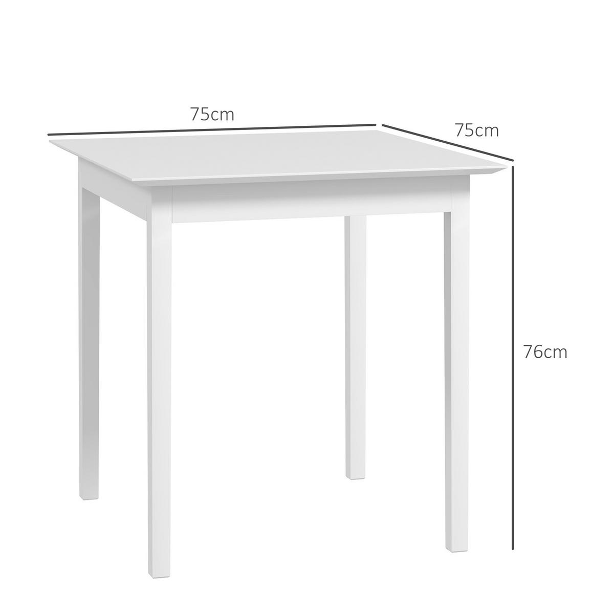 ESSTISCH Küchentisch Quadratischer Esszimmertisch für 2 Personen Holz Weiß - Weiß, Holz (75/75/76cm) - HOMCOM