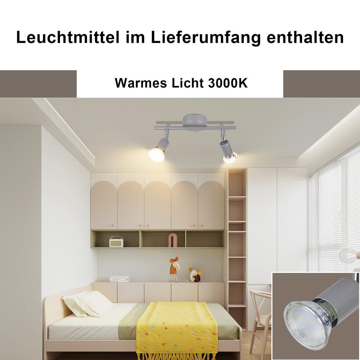 DECKENSTRAHLER Macaluso 2-flammig 26/15/8cm - Silberfarben, Metall (26/15/8cm) - Nettlife