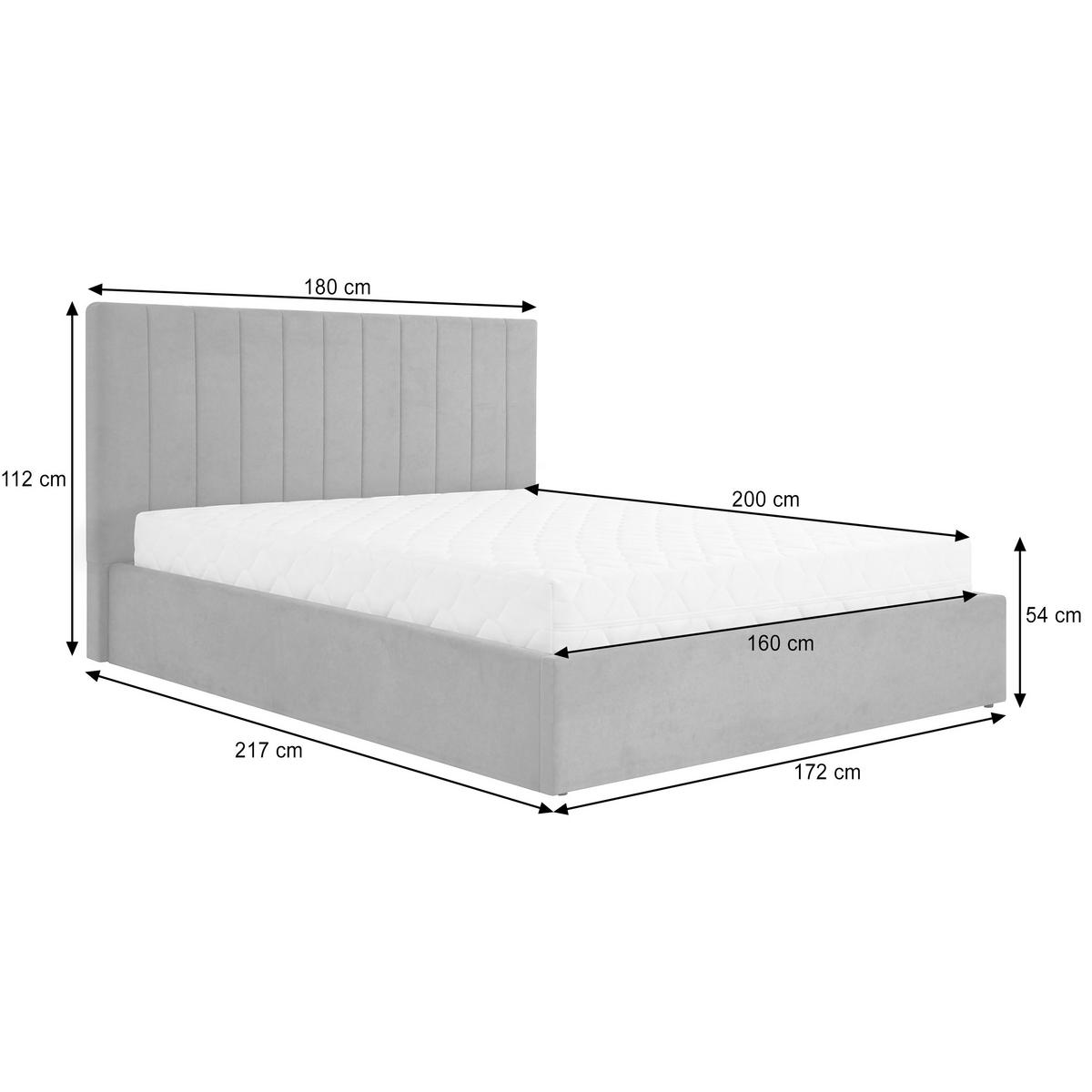 POLSTERBETT Melvio Doppelbett 160x200 cm mit Bettkasten und und Taschenfedernmatratze 26 cm, Dunkelgrau - Dunkelgrau, Textil (160/200cm) - Beautysofa