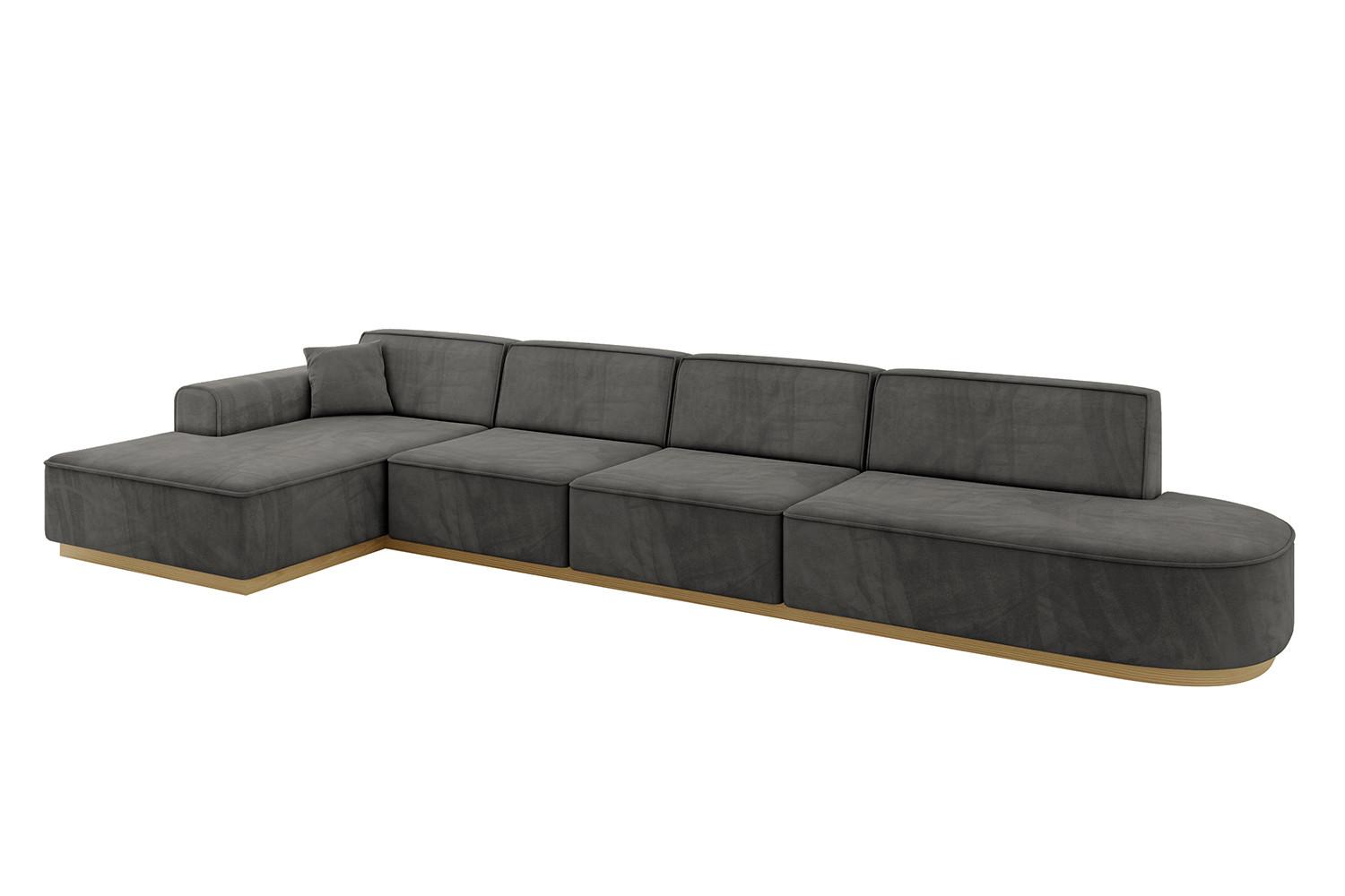 ECKSOFA Ottomane Links IREA-L3-v2 - 412x165x80 cm Ecru - Anthrazit, Holzwerkstoff/Textil (412/165cm) - ALTDECOR