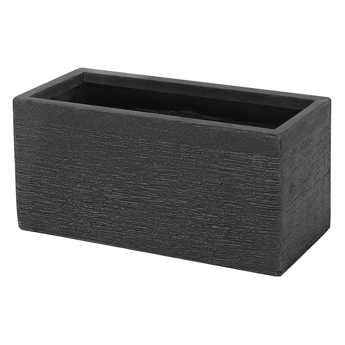 BLUMENTOPF schwarz rechteckig 50/23/24 cm Myra - Schwarz, Naturmaterialien (24cm) - Beliani