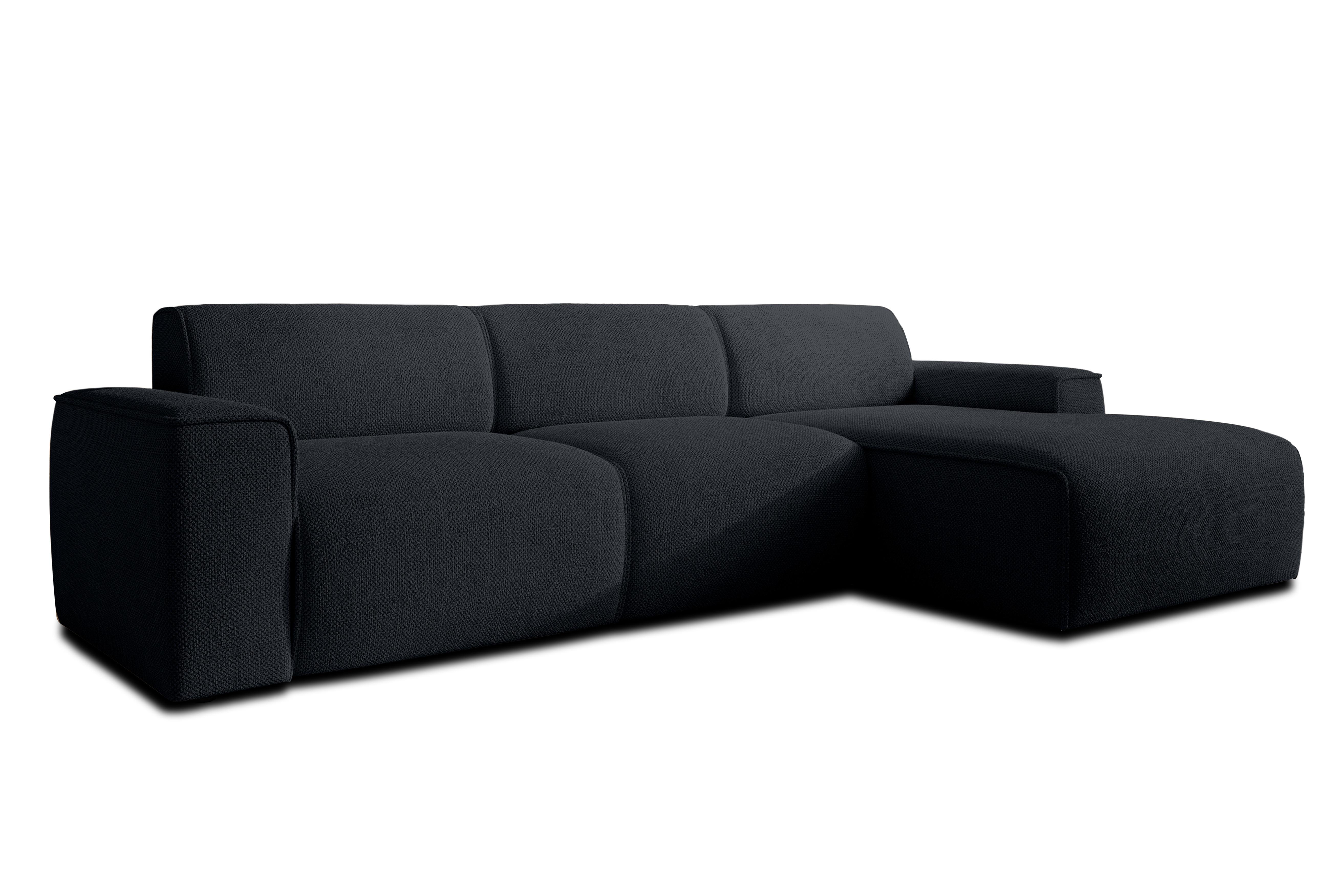 ECKSOFA L Form Didim mini Dunkelgrau 310/165/78 cm – stilvolle kleine Eckcouch R - Schwarz, Kunststoff/Textil (310/165cm) - AX Living