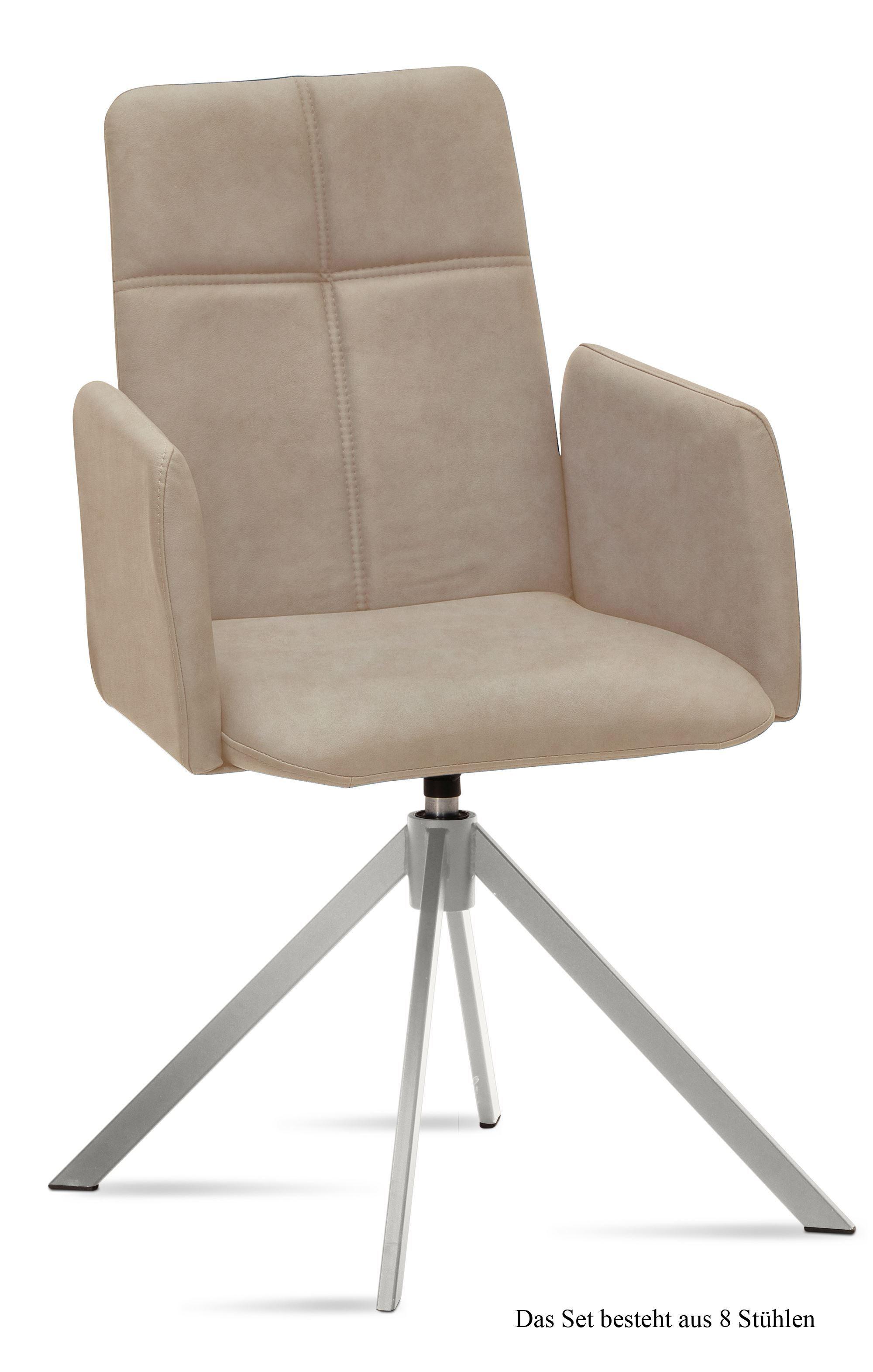 ARMLEHNSTUHL drehbar (8er-Set) Drinka 52x92x60 Edelstahl/Natur - Edelstahlfarben/Naturfarben, Kunststoff (60/92/52cm) - 58aufmkessel