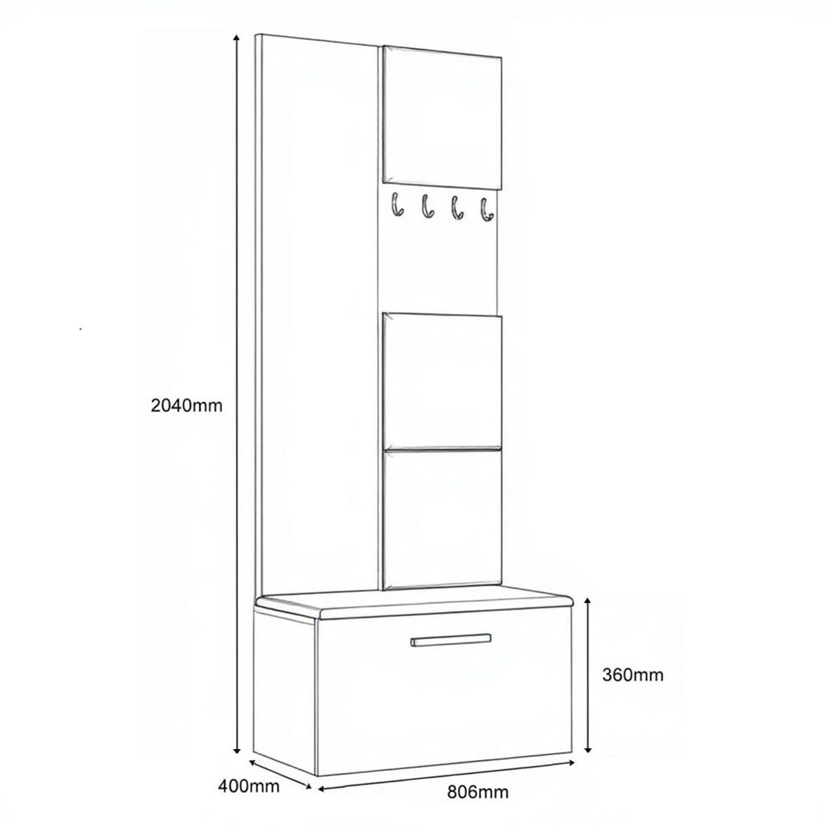 GARDEROBENSCHRANK MODULO 80,6/204/40 cm Modern Garderobe-Set Schwarz - Schwarz/Grau, Holzwerkstoff (80.6/204/40cm) - MASSENO