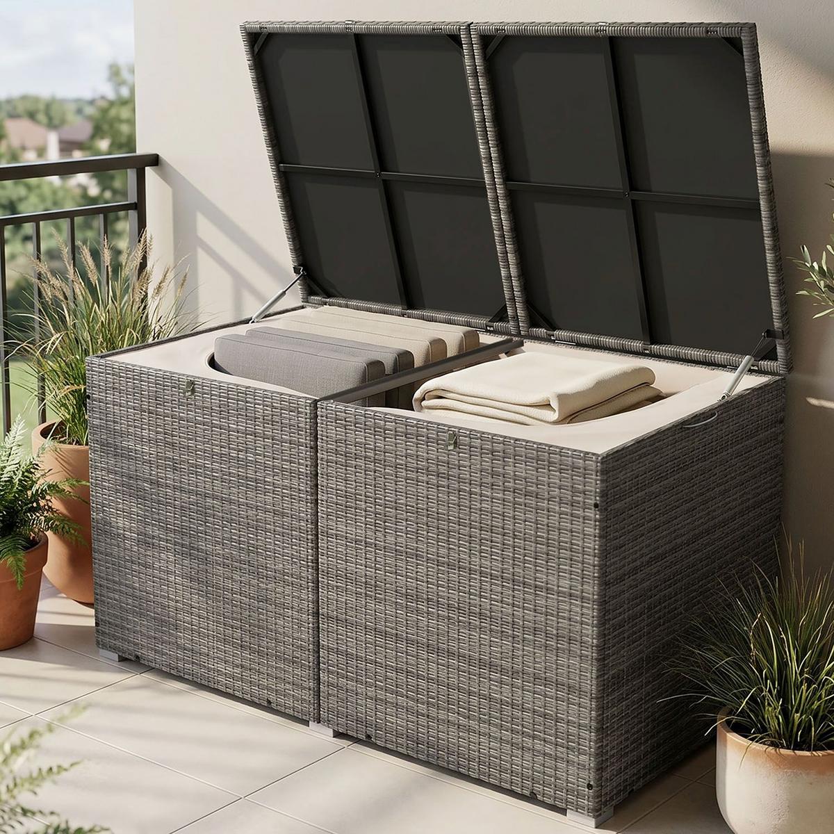 AUFLAGENBOX Ikaria grau-meliert - Grau, Kunststoff (145/80/83cm) - Juskys