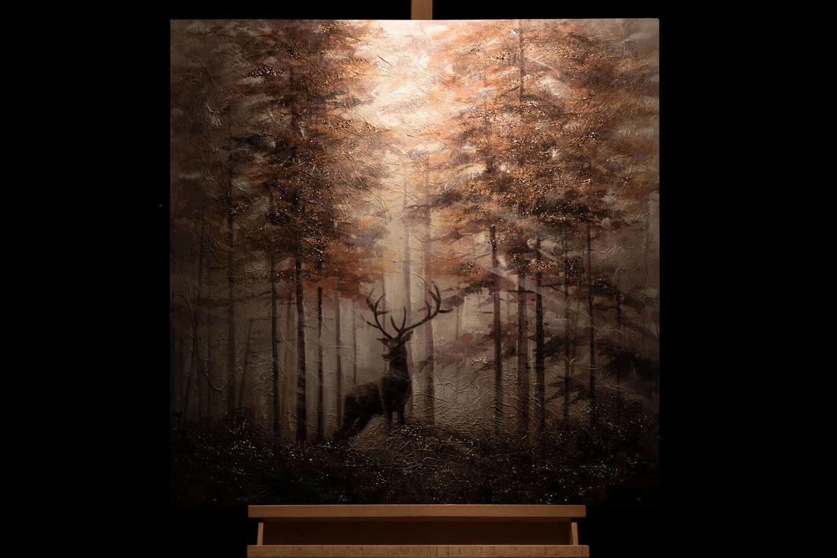 ACRYLBILD HANDGEMALT 80/80 cm - Beige/Braun, Holz/Textil (80/80cm) - KUNSTLOFT